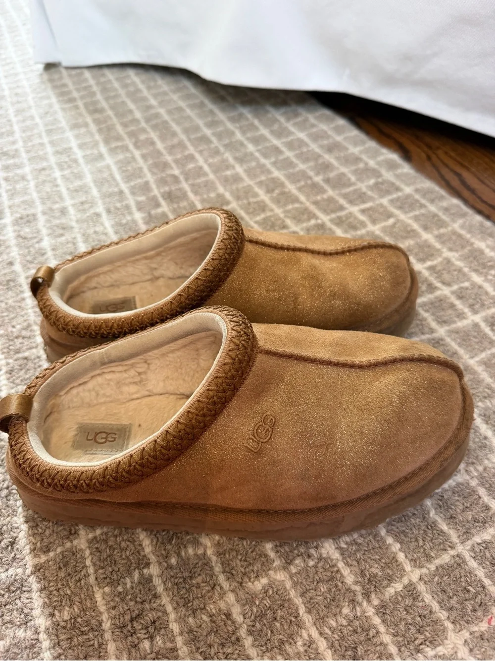 UGG Kids Chestnut Brown Suede Slip-On Clogs